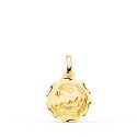 9K MEDALLA ORO AMARILLO NIÑO DEL PESEBRE TALLADA 14 MM