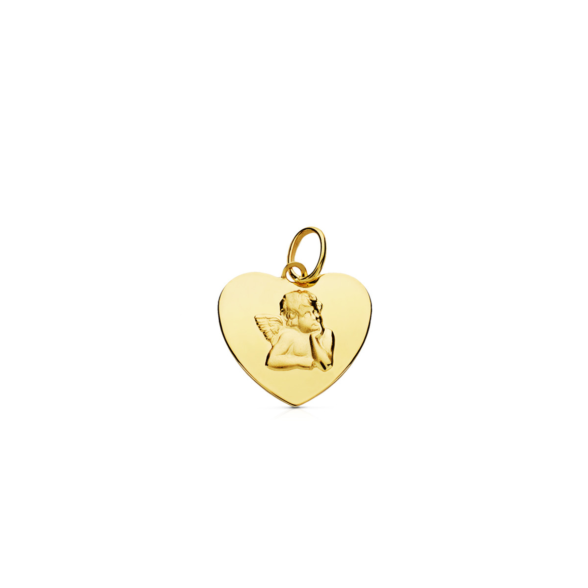9K COLGANTE CORAZON ORO AMARILLO ANGEL 9K 14X14 MM