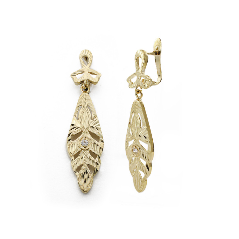 9K PENDIENTES ORO AMARILLO CIGARRON 37X9 MM CIERRE CATALAN