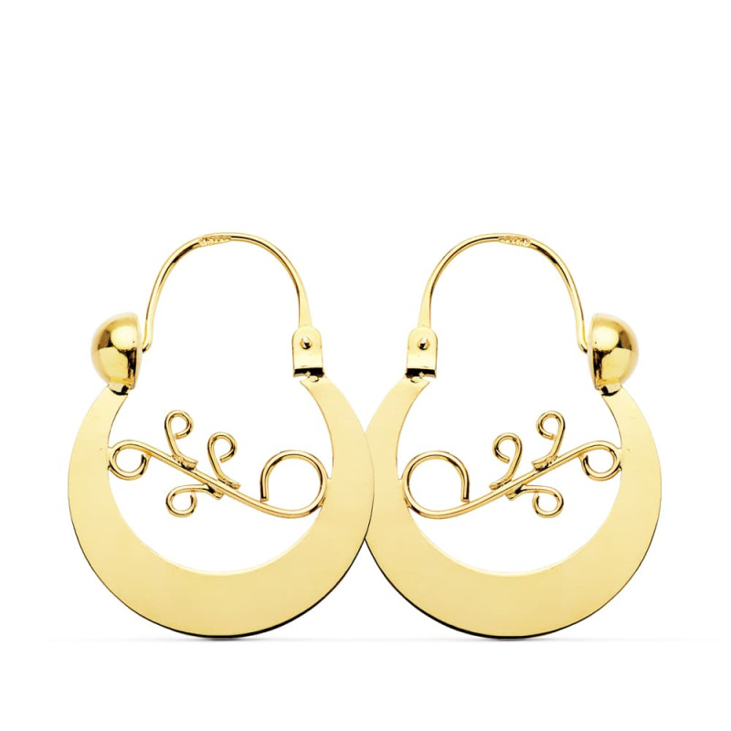 9K PENDIENTES ARO CRIOLLAS ORO AMARILLO CANARIA 24X20 MM CIERRE GANCHO
