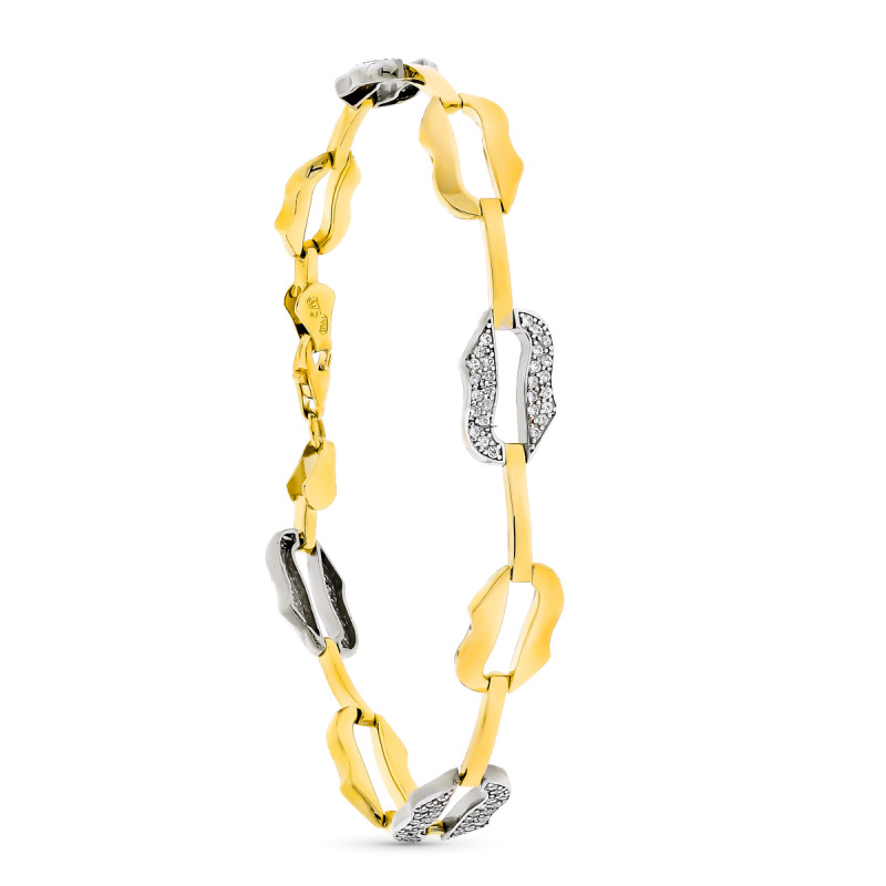 9K PULSERA ORO BICOLOR 19CM