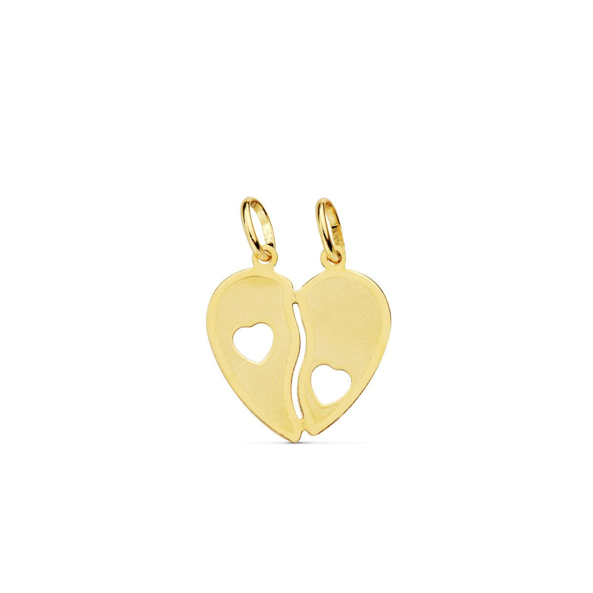 9K COLGANTE CORAZON PARTIDO 17X15MM