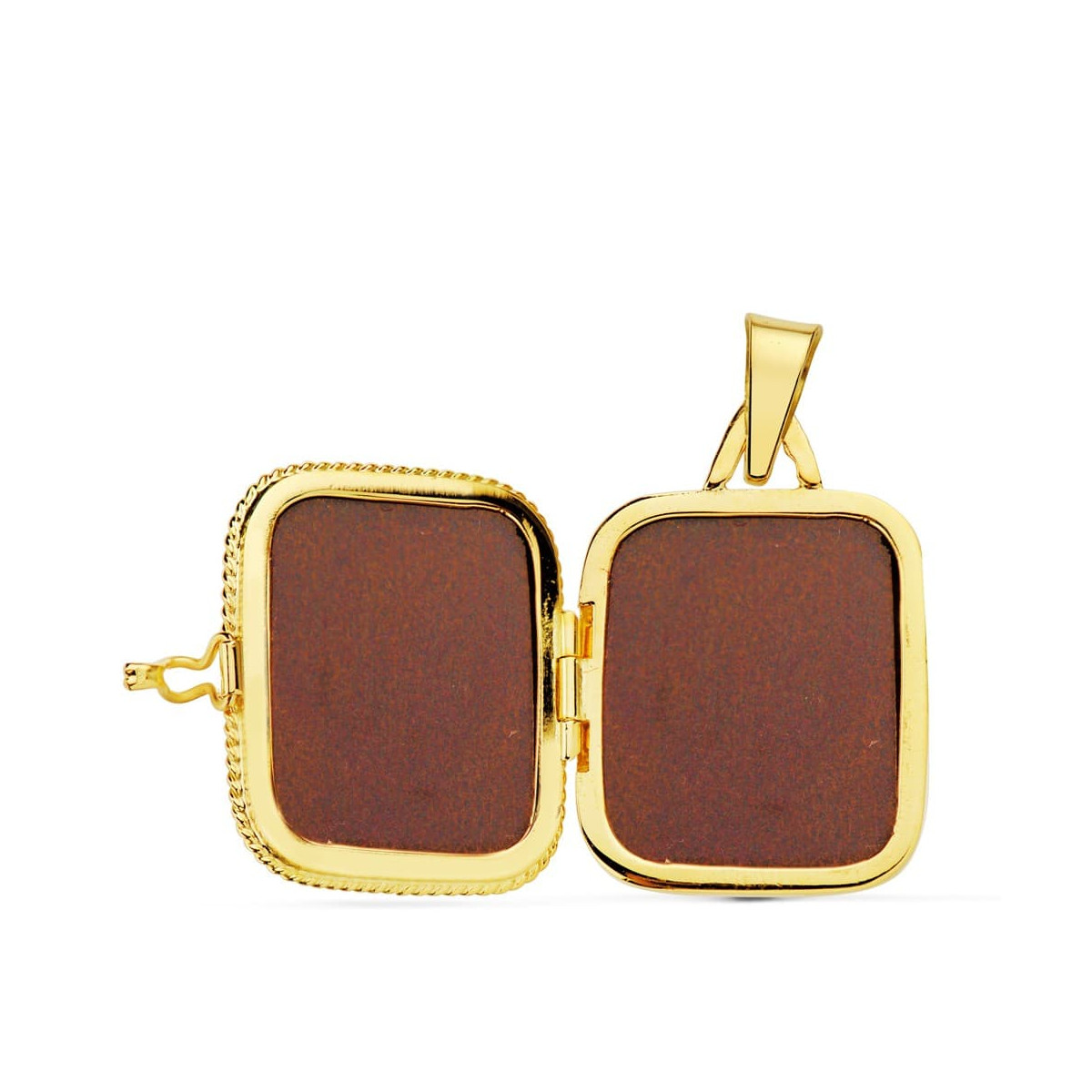 9K GUARDAPELO DIJE PORTAFOTOS ORO AMARILLO CUADRADO LABRADO. 21X18 MM