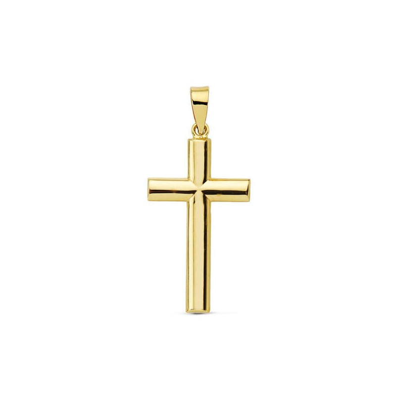 9K CRUZ ORO AMARILLO LISA PALO OVAL. 25X15 MM