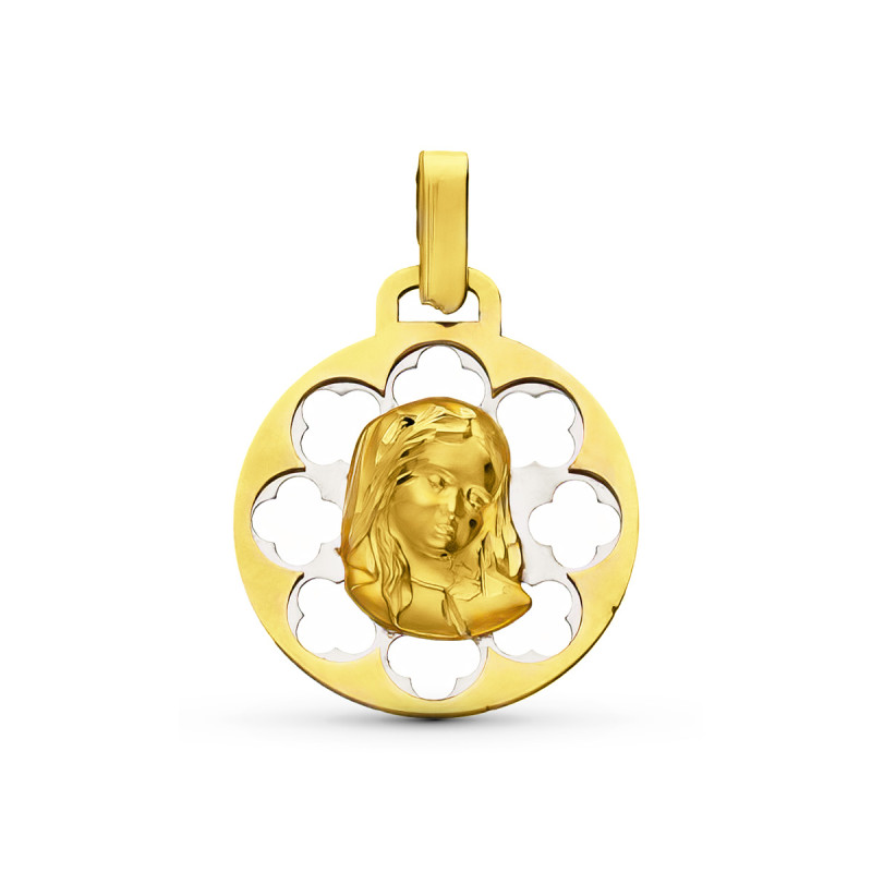9K MEDALLA ORO AMARILLO ORO BICOLOR 21X18 MM