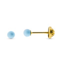 9K PENDIENTES ORO AMARILLO TURQUESA REDONDA 3 MM. CIERRE TUERCA