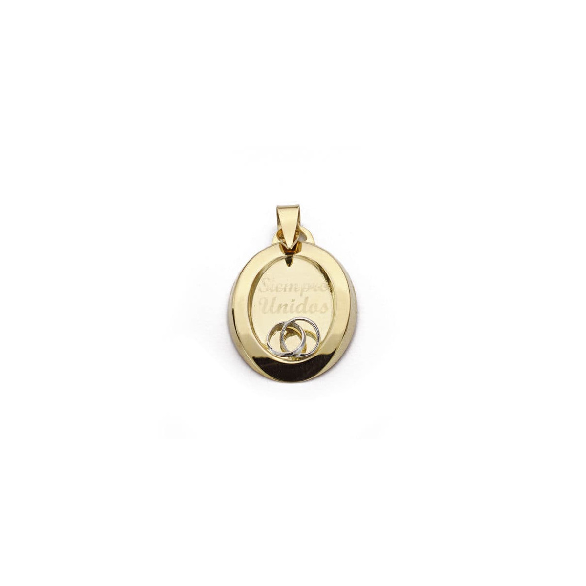 9K COLGANTE " SIEMPRE UNIDOS " BICOLOR 22X16 MM