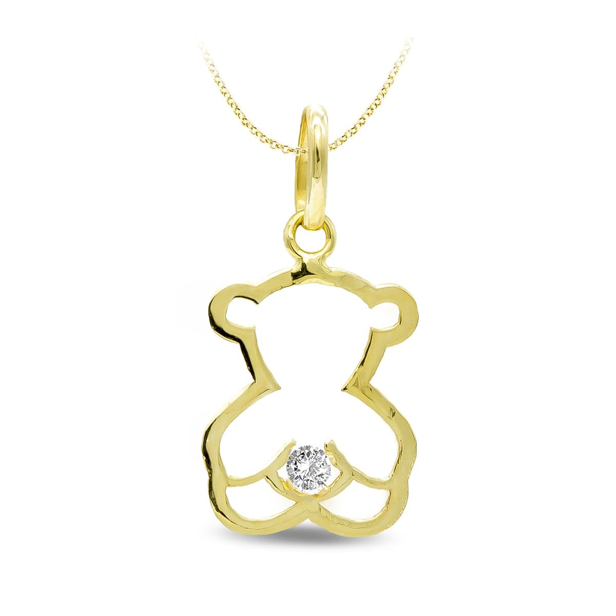 9K COLGANTE OSO CIRCONITA ORO AMARILLO