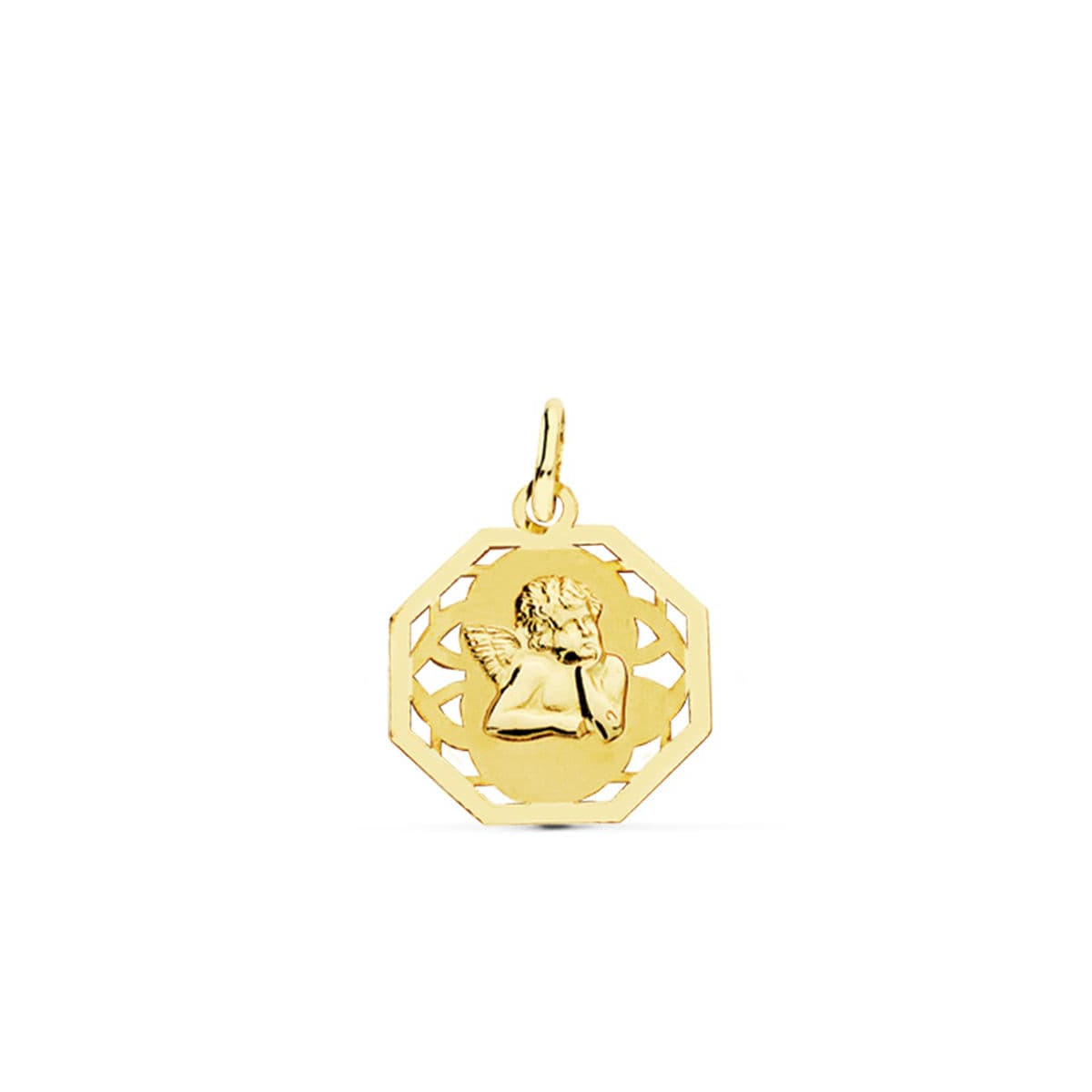 9K MEDALLA ORO AMARILLO ANGEL CALADA 17X14 MM