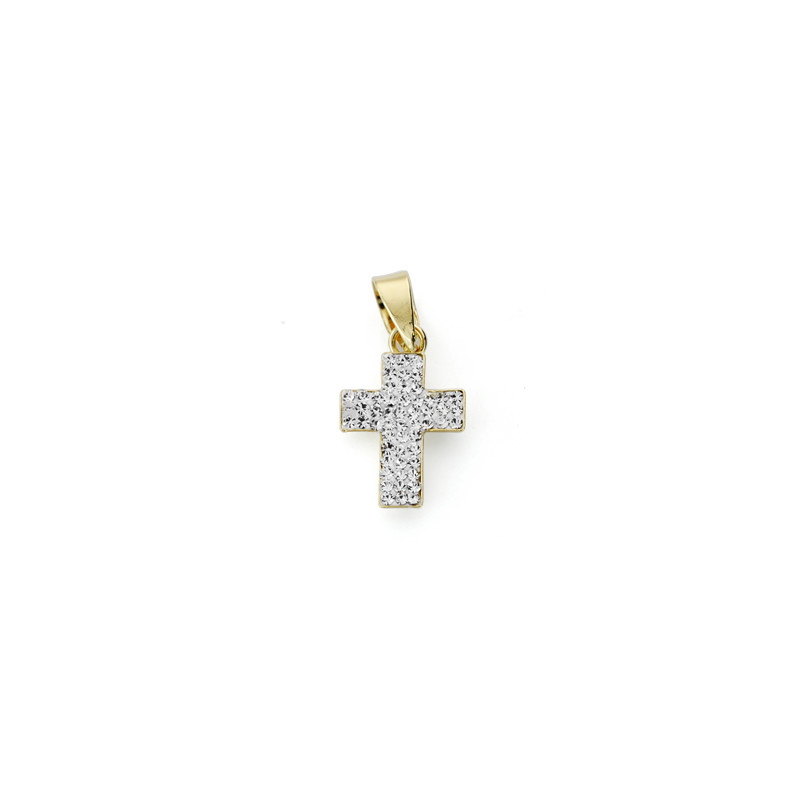 9K CRUZ ORO AMARILLO CIRCONITA 15X9 MM