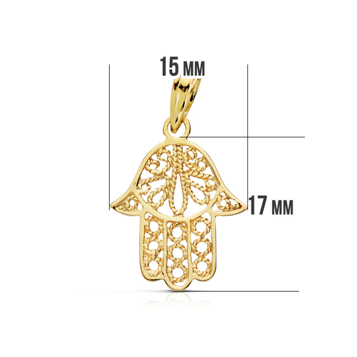9K COLGANTE ORO AMARILLO MANO DE FATIMA 19X15 MM