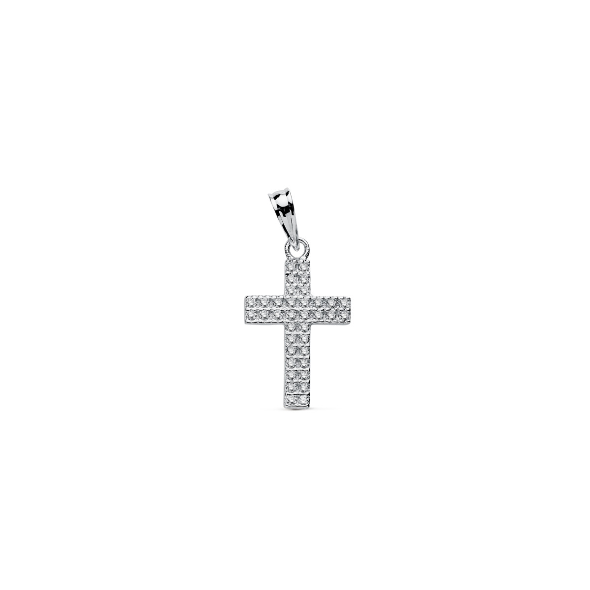 9K CRUZ ORO BLANCO CIRCONITA 20X12 MM