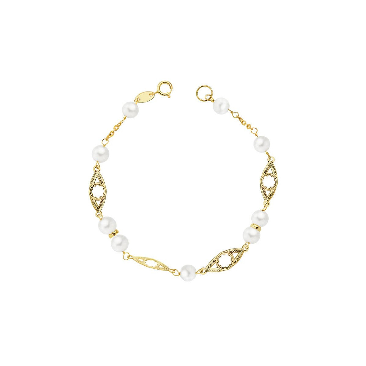 9K PULSERA COMUNION PERLA 5 MM 18CM