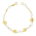 9K PULSERA ORO AMARILLO CON PERLAS CULTIVADAS 5 MM Y OSOS. LARGO: 17 CM