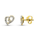 9K PENDIENTES ORO BICOLOR CIRCONITA 9X6 MM CIERRE PRESION