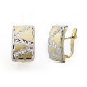 9K PENDIENTES ORO BICOLOR RECTANGULAR TALLADOS. MEDIDA: 15X9 MM CIERRE CATALAN