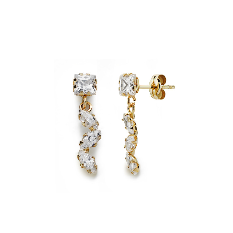 9K PENDIENTES ORO AMARILLO CIRCONITA 19X4 MM CIERRE PRESION