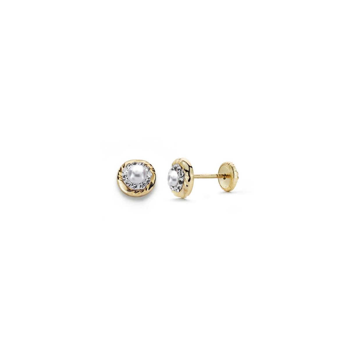 9K PENDIENTES ORO AMARILLO CIRCONITA GARRAS 6 MM CIERRE TUERCA
