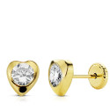 9K PENDIENTES CORAZON CIRCONITA 7X7 MM. CIERRE PRESION