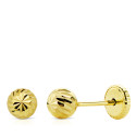9K PENDIENTES ORO AMARILLO BOLA TALLADA 4 MM (PEDIDO MINIMO 3 PARES )