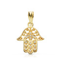9K COLGANTE MANO FATIMA ORO AMARILLO CIRCONITA 17X14 MM