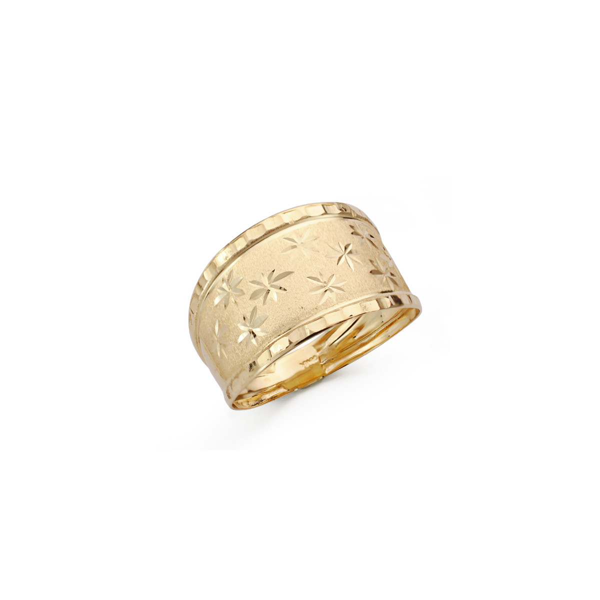 9K SORTIJA ORO AMARILLO ESTAMPADA ACABADO DIAMANTADO ANCHO TOTAL 13 MM