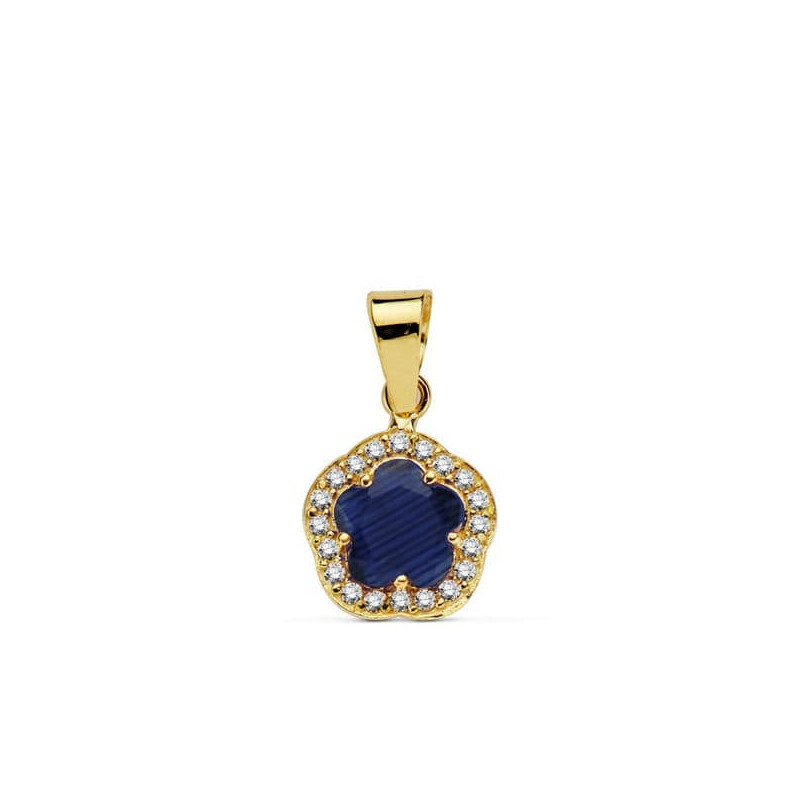 9K COLGANTE ORO AMARILLO ESTRELLA 9 MM PIEDRA COLOR