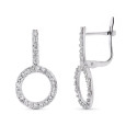 9K PENDIENTES ORO BLANCO DOBLE CUERPO CIRCULO CATALAN 22X11 MM