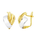 9K PENDIENTES ORO BICOLOR BANDAS MATE Y BRILLO. MEDIDA: 18 X 14 MM. CIERRE CATALAN