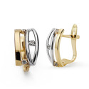 9K PENDIENTES ORO BICOLOR BANDAS CON CIRCONITAS. MEDIDA: 12 X 7 MM. CIERRE CATALAN
