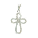 9K CRUZ ORO BLANCO CIRCONITA 24X16 MM