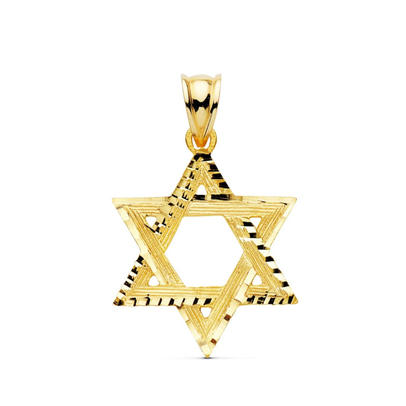 9K COLGANTE ESTRELLA DE DAVID 23X20 MM