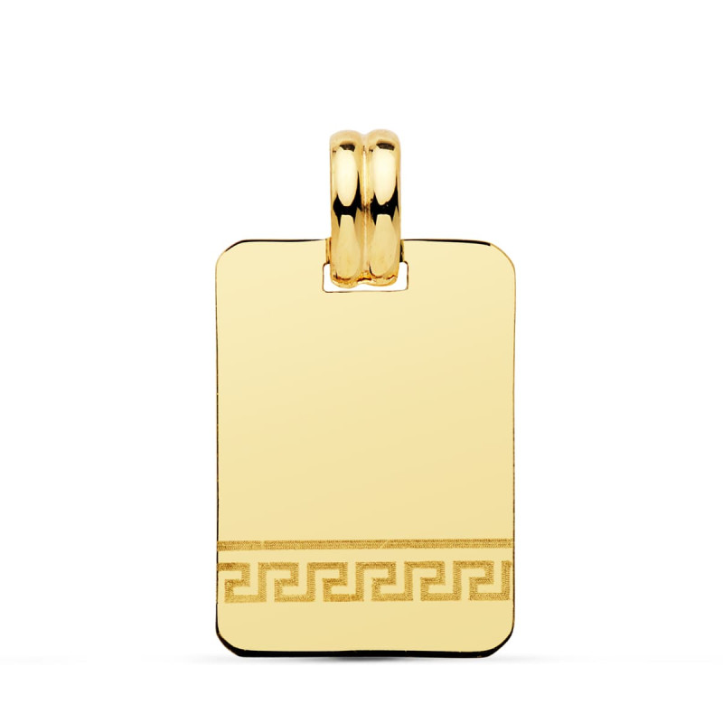 9K PLACA CHAPA LASER ORO AMARILLO GRECA 20X14 MM