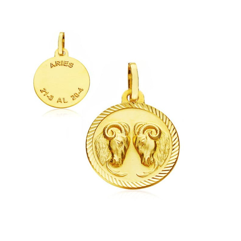 9K HOROSCOPO ORO AMARILLO DISCO 16 MM ARIES
