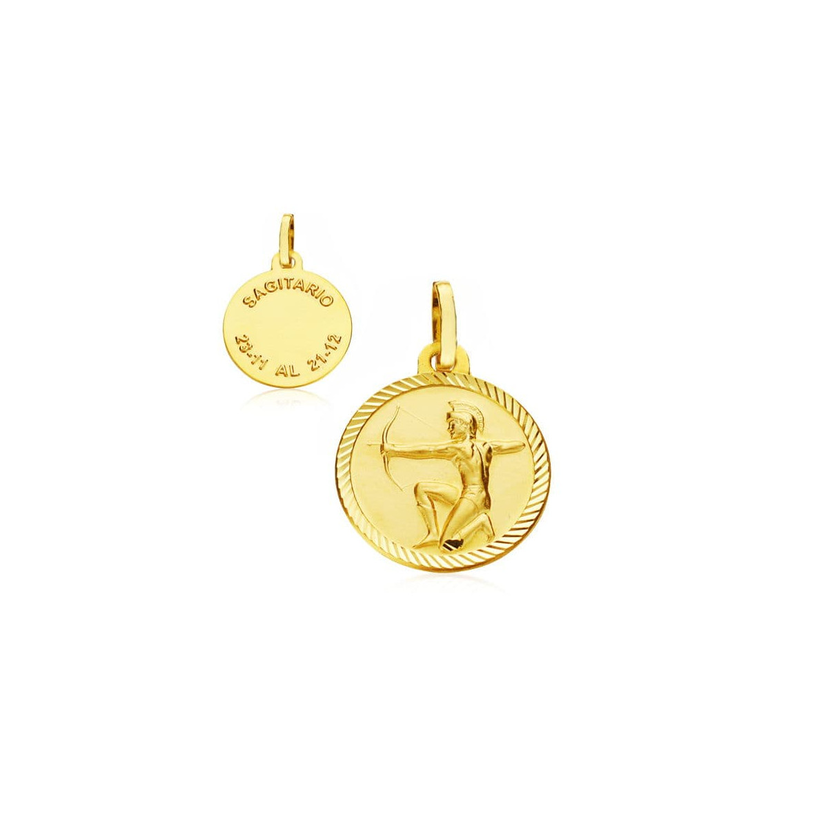 9K HOROSCOPO ORO AMARILLO DISCO 20 MM SAGITARIO
