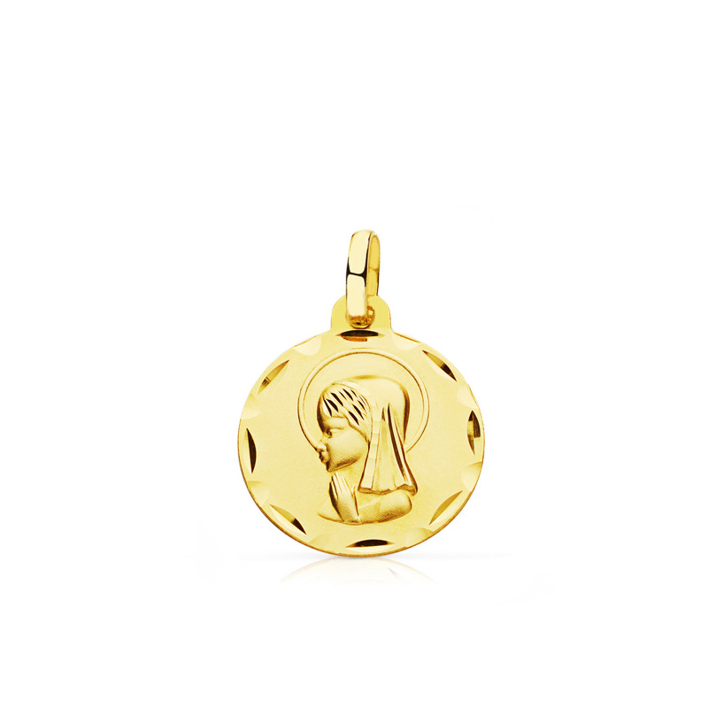 9K MEDALLA ORO AMARILLO VIRGEN NIÑA 16 MM