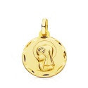 9K MEDALLA ORO AMARILLO VIRGEN NIÑA TALLADA 16 MM
