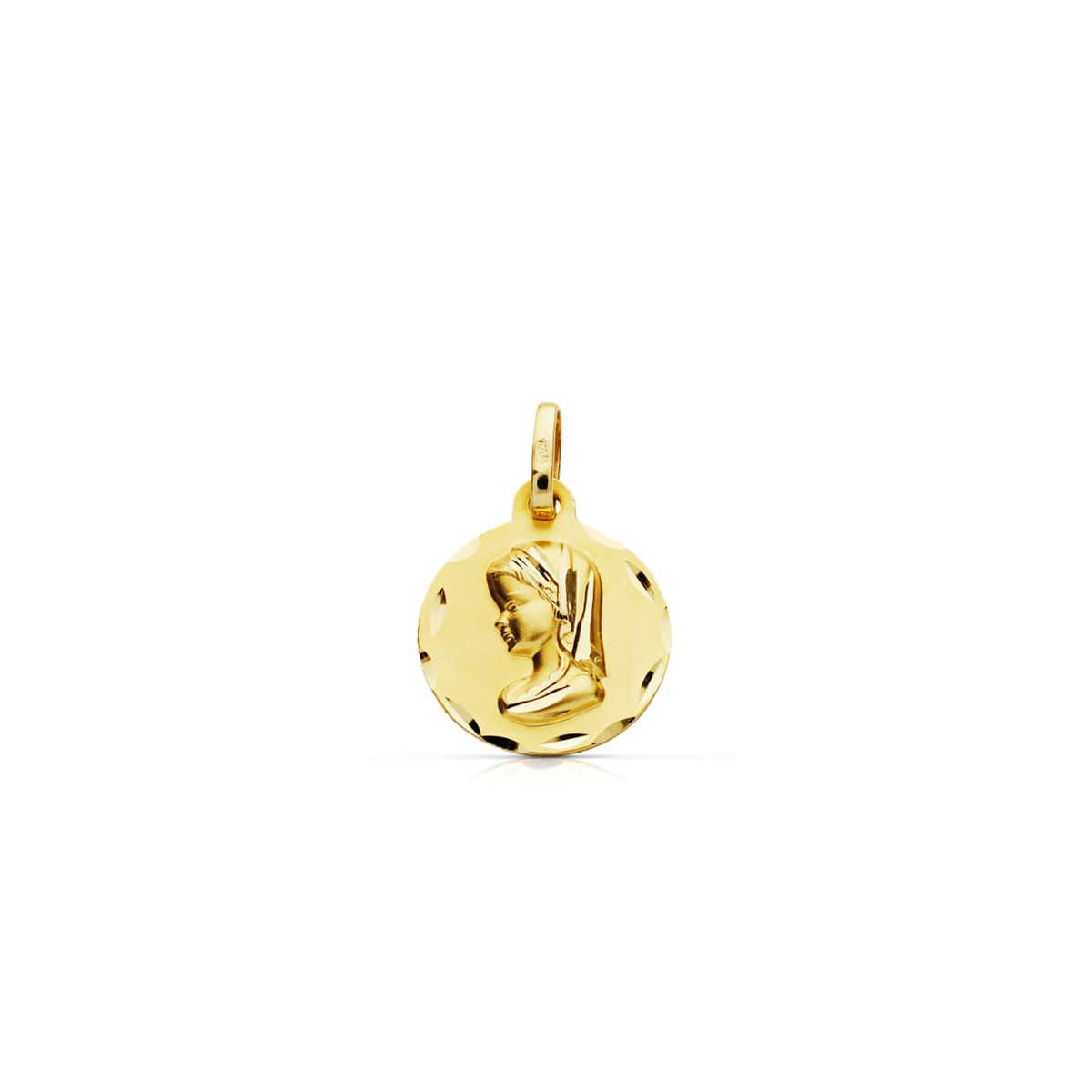 9K MEDALLA ORO AMARILLO VIRGEN NIÑA 18 MM