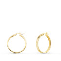9K PENDIENTES ARO HUECOS CON GRECA 23 MM TUBO RECTANGULAR 23 MM X 4MM