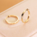 9K AROS ORO AMARILLO HUECOS CON GRECA 28 MM TUBO RECTANGULAR 3 MM X 1.2 MM