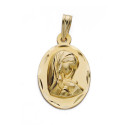 9K MEDALLA ORO AMARILLO VIRGEN NIÑA OVAL TALLADA. MEDIDA: 16X12 MM