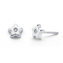9K PENDIENTES ORO BLANCO DIAMANTES 0.02CTS TUERCA SI-H