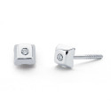 9K PENDIENTES ORO BLANCO DIAMANTES 0.02CTS TUERCA SI-H
