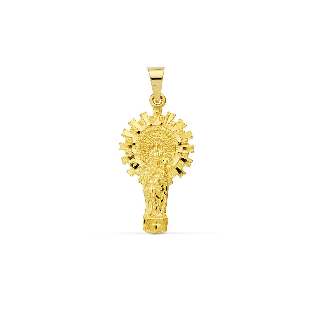 9K MEDALLA ORO AMARILLO VIRGEN DEL PILAR SILUETA 32X17 MM