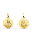 9K ESCAPULARIO ORO AMARILLO LISO VIRGEN DEL CARMEN CORAZON DE JESUS 14 MM