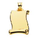 9K PLACA CHAPA COLGANTE PERGAMINO ORO AMARILLO LISO 30X25 MM