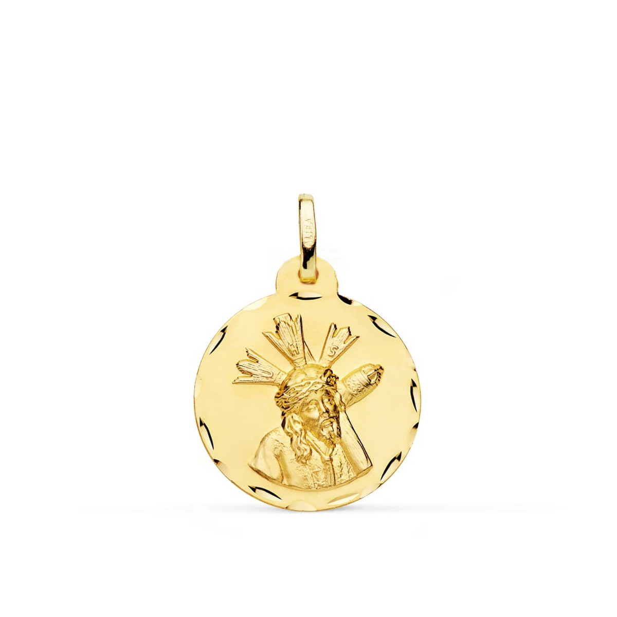 9K MEDALLA ORO AMARILLO CRISTO DEL GRAN PODER TALLADA 20 MM