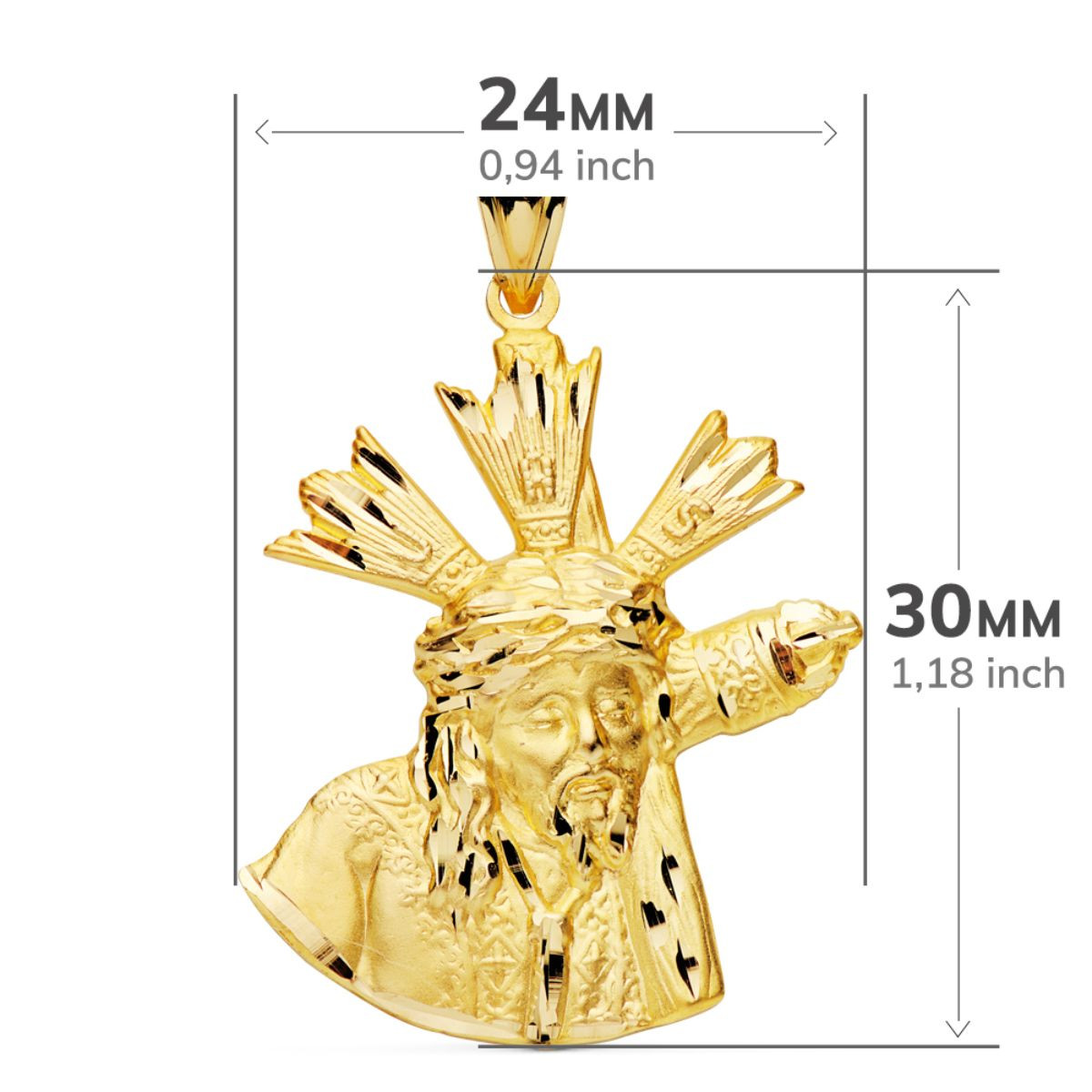 9K CRISTO GRAN PODER SILUETA ORO AMARILLO 28X24 MM
