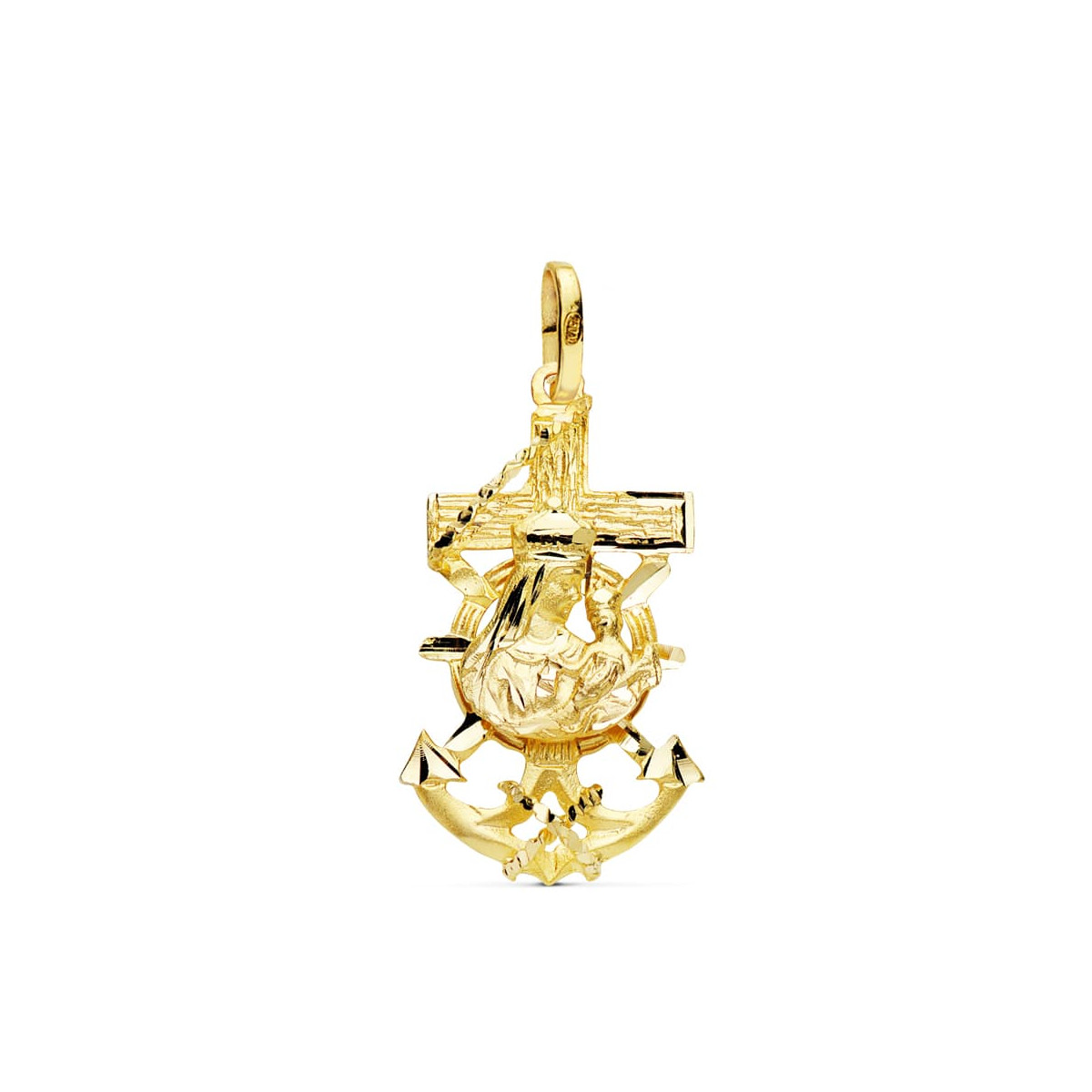 9K CRUZ MARINERA VIRGEN DEL CARMEN ORO AMARILLO 27X15 MM
