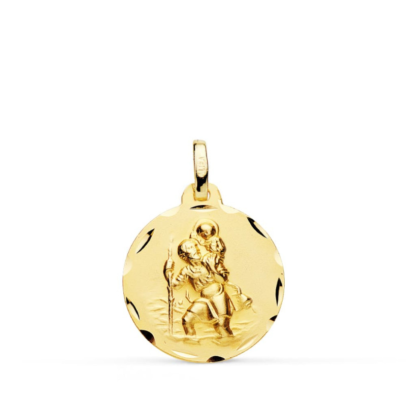 9K MEDALLA ORO AMARILLO SAN CRISTOBAL 18 MM